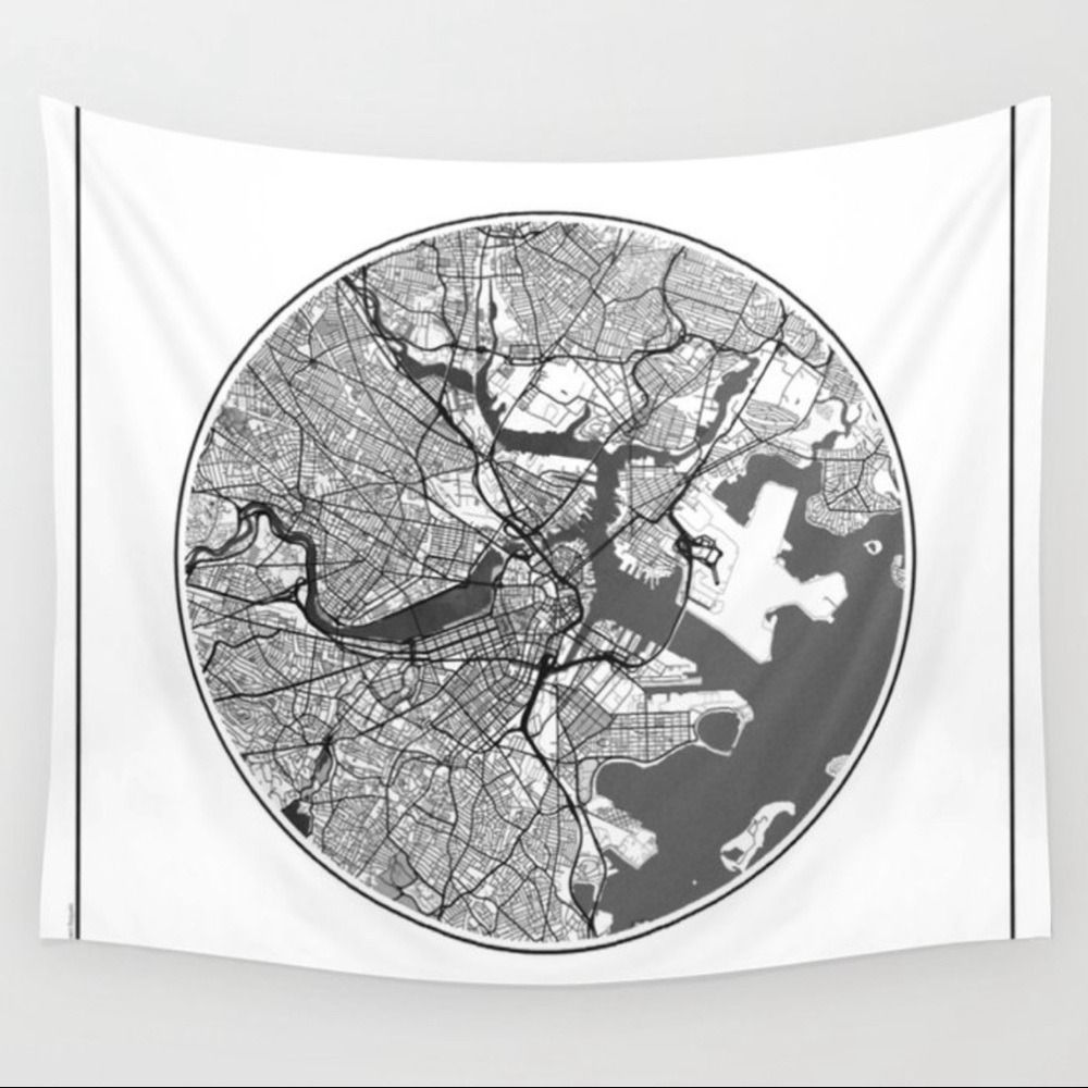 Society6 Tapestry Boston Map
